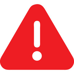 Red triangle warning sign with white exclamation mark.  Simple, bold alert symbol.