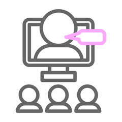 Online Lecture Vector Line Lt Pink Grey Icon Design