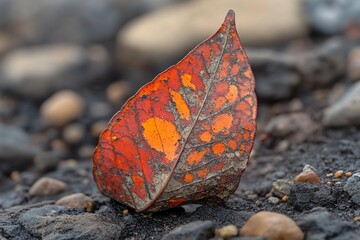 Single leaf on dark ground