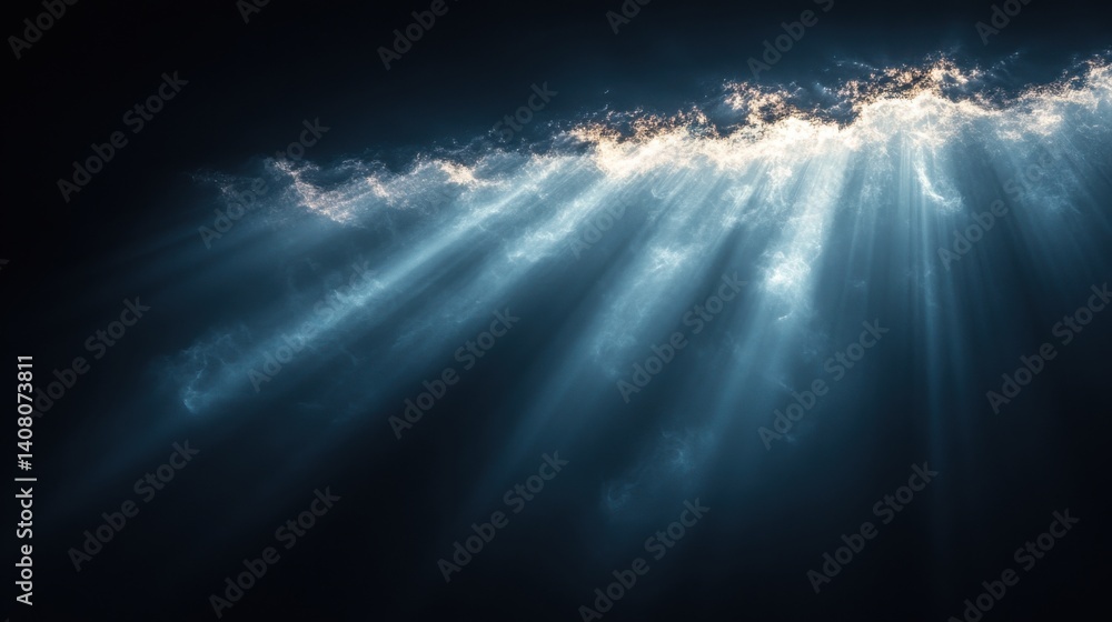 Aufkleber sun rays isolated on black background for design overlay,stock image