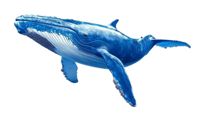 Blue Whale for Marine Wildlife and Ocean Decor - Isolated on White Background