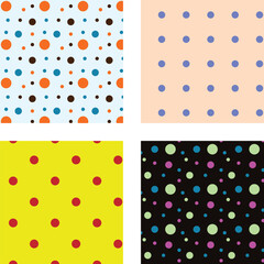 collection of 4 elegant polka dot seamless prints for fabric and paper
