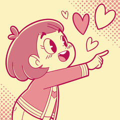 Sweet Point – Adorable Gesture with a Pop Art Smile