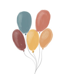 colorful balloons on transparent background