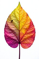Obraz premium single colorful leaf isolated on white background, flowers, leaves