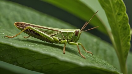 Fototapeta premium grasshopper on a leaf