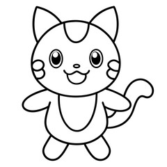 Fototapeta premium Playful Kawaii Creatures Vector Illustration on White Background