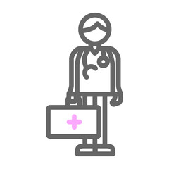 Paramedic Vector Line Lt Pink Grey Icon Design