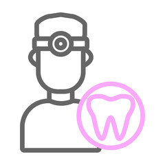 Dentist Vector Line Lt Pink Grey Icon Design