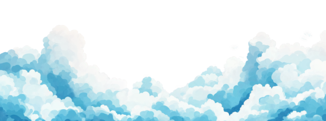 Vibrant blue clouds fill the sky above a serene landscape at sunrise