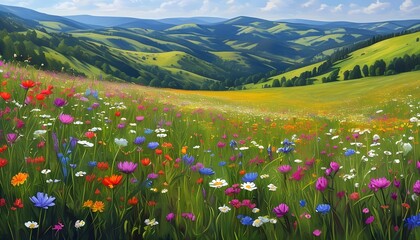 Obraz premium A hummingbird hovering over a bright flower with delicate feathers and vibrant colors