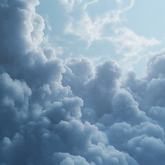 Illuminated blue clouds capturing nature's beauty with ultra-precise details and hyper-realistic textures in the sky Generative AI