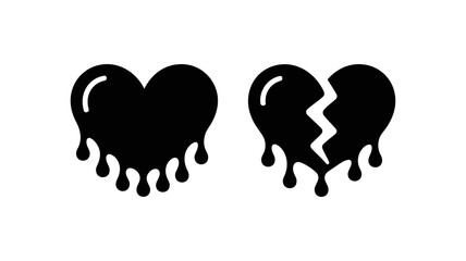 Heartbreak and Love: A symbol of raw, emotive expression in two contrasting heart illustrations: one whole and flowing with love, and the other shattered, embodying the pain of loss and despair.