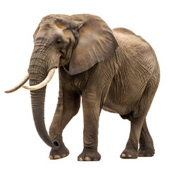Realistic Full-Body African Elephant Isolated on transparent background.	