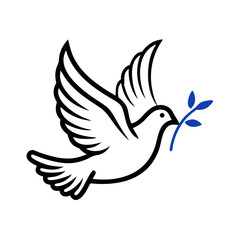 Fototapeta premium White dove with olive branch symbolizing peace and freedom