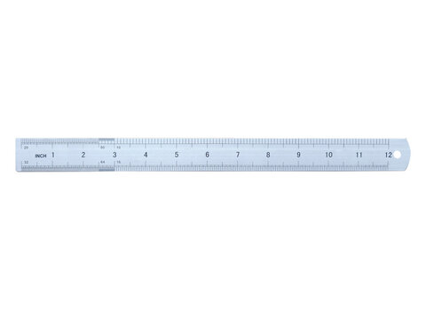 ruler isolated on white, measuring scale with centimeters and inches. Markings for a ruler in centimeters and inches. Ruler 12 centimeters. Measuring tool.
