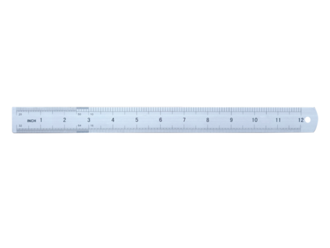 ruler isolated on white, measuring scale with centimeters and inches. Markings for a ruler in centimeters and inches. Ruler 12 centimeters. Measuring tool.