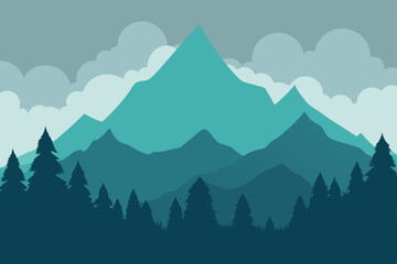 Naklejka premium mountain landscape vector illustration
