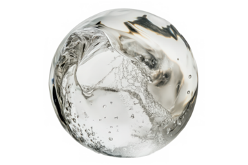Water sphere with splash isolated on transparent background