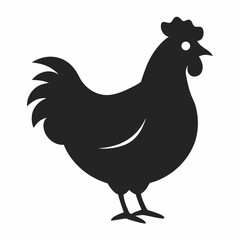 new chicken hen silhouette vector icon with white background