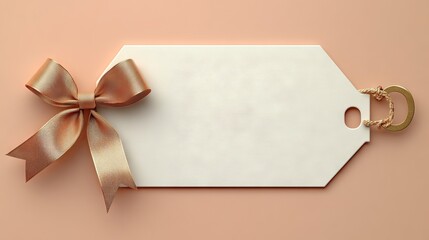 A lavish gift tag, featuring a sparkling golden bow, hints at a memorable event and an extraordinary gift, set against a gentle neutral background