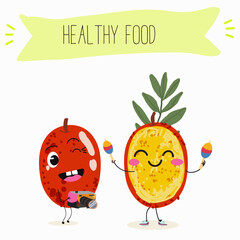 Red plum berry fruit. Natural vitamin antioxidant detox food collection. Vector hand drawn illistration.