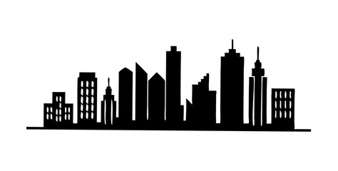 Naklejka premium Detailed city skyline with mixed architecture styles