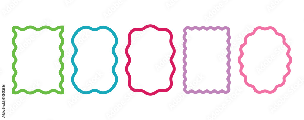Poster wavy scalloped rectangular and oval frames collection. vector eps file