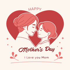 A heart-shaped background in shades of red features two illustrated figures