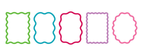 Wavy Scalloped Rectangular and Oval Frames Collection. vector eps file