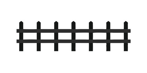 Simple black wooden fence in flat design on white background