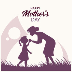 A silhouette of a mother and daughter sharing a tender moment, with the mother bending down to the child's level