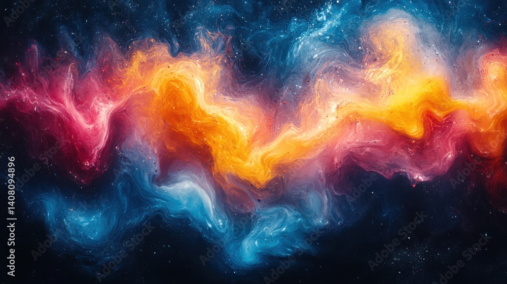 Aufkleber vibrant hues of inky colours merge in water creating mesmerizing swirls patterns close up view of dynamic colour blend fluid motion creates abstract design warm cool colours mix seamlessly