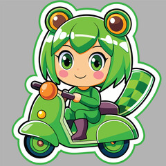 Obraz premium Cute girl character on a scooter