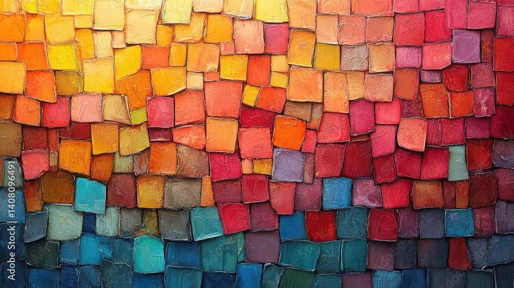 Poster vibrant pattern of colorful random squares creates cheerful,lively background,photo stock