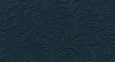 Embossed Floral Damask: Deep Teal Texture AI Generated