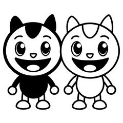 Minimal Kawaii Friends Vector Illustration on White Background