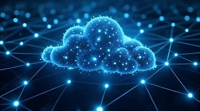 Cloud Computing Network with Glowing Data Nodes