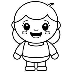 Minimal Kawaii Friends Vector Illustration on White Background