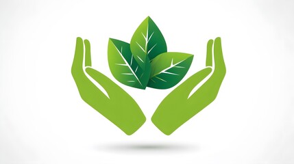 Green Hands Holding Leaves Symbolizing Eco-Friendly Practices and Environmental Awareness in Modern Design