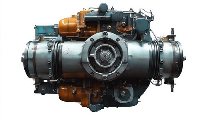 Fototapeta premium Detailed Industrial Engine 3D Rendering with Mechanical Parts and Complex Design