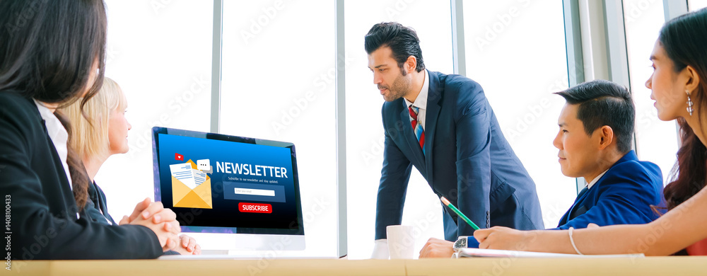 Poster newsletter signup page on computer for customer to subscribe snugly newsletter update information to