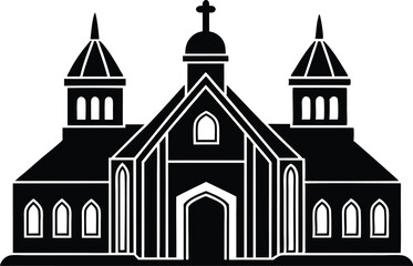 religion building silhouette vector icon, set of cross, set of religious symbols, religion element building, set of religious cross on white background.