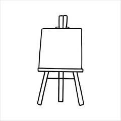 Isolated vector drawing of an easel for painting canvas art supplies for artists and designers