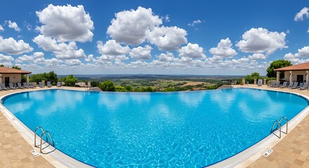Fototapeta premium Azure Dreams: Infinity Pool & Panoramic Vista AI Generated