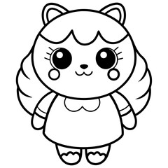 Minimal Kawaii Line Art Vector Illustration on White Background