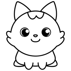 Obraz premium Minimal Kawaii Line Art Vector Illustration on White Background