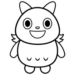Minimal Kawaii Line Art Vector Illustration on White Background
