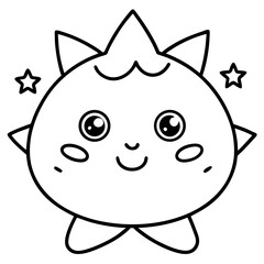 Minimal Kawaii Line Art Vector Illustration on White Background