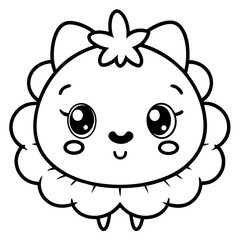 Minimal Kawaii Line Art Vector Illustration on White Background